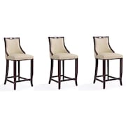 MANHATTAN COMFORT Emperor Bar Stool in Cream and Walnut (Set of 3) 3-BS008-CR